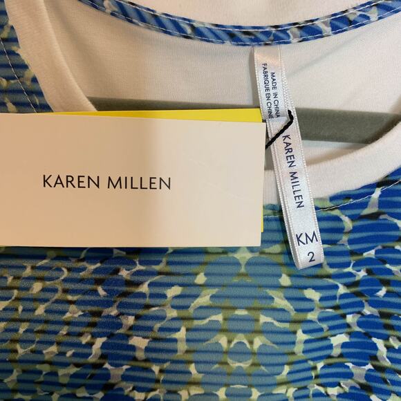 NWT KAREN MILLEN sleeveless top abstract stripes fairycore ocean academia 2525 - Picture 7 of 11